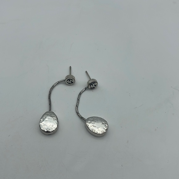 Brighton Mediterranean Long Post Earrings Hammered Gold & Silver - Picture 1 of 4
